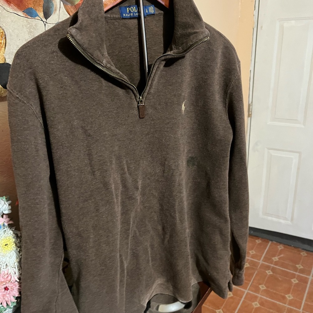 Polo by Ralph Lauren Men's Dark Brown Zip-Up Sweater
